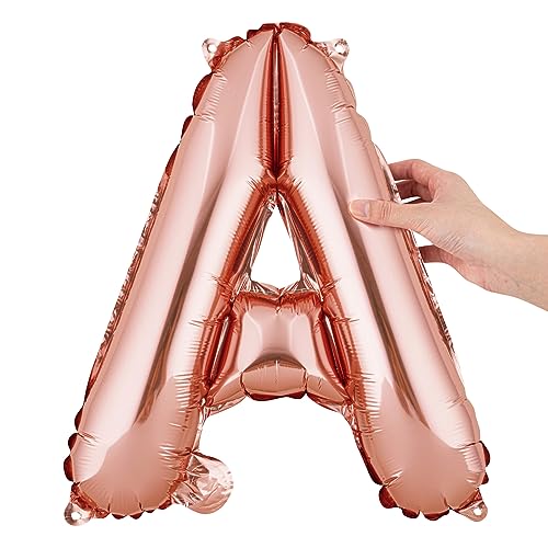 Restaurantware-Balloonify 16 Inch Letter Balloon, 1 Alphabet Party Balloon - Letter A, Self-Sealing, Rose Gold Foil Mylar Finish, Hanging Loop, Decoration For Birthday, Wedding, Or Graduation