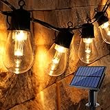 ☀【Encendido/Apagado Automáticoi】Guirnaldas luces exterior solar, se encenderá automáticamente en la oscuridad y se apagará automáticamente durante el día, lo que lo ayuda a ahorrar en las facturas de electricidad. 15 LED bombillas de luz cálida y suave, crean un ambiente acogedor y romántico, ideal para jardines, bistrós, cafeterías, dormitorios, barbacoas, vallas, pasillos, cumpleaños, fiestas y otras decoraciones de iluminación interior y exterior.