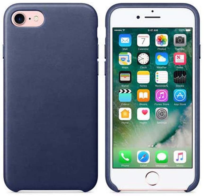 Étui en cuir iPhone 7/8/SE coque bleue luxe antichoc premium