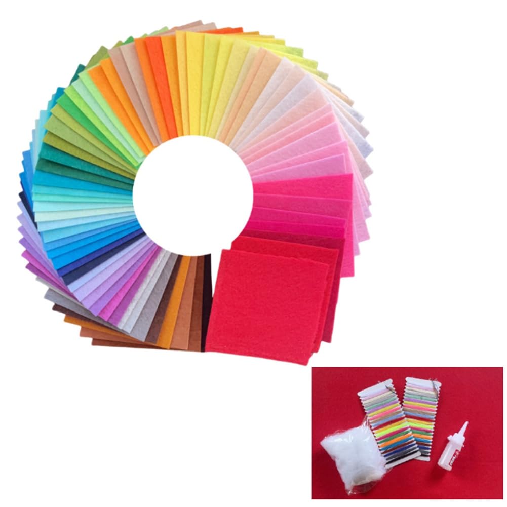 66 sztuk kolorowych filców do majsterkowania, 30 x 40 cm | 66 sztuk płyt filcowych z przędzą, watą wypełniającą, klejem, do cięcia, szycia, do majsterkowania, dekoracji