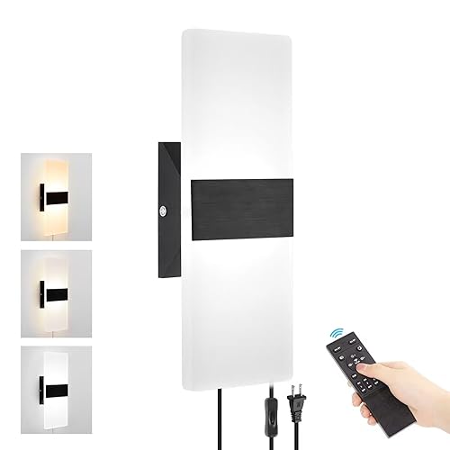 GOODATE Plug in Wall Sconce with Stepless Adjustable 3000K-6500K Colors
