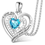 Jewelry Necklace for Women Wife, December Birthstone Necklace Heart Pendant, Sterling Silver Necklac