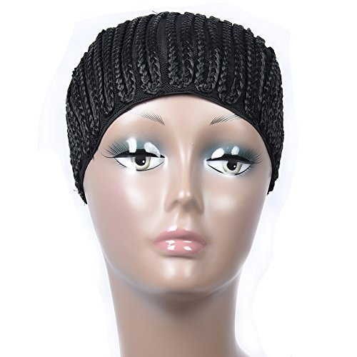 Puromi Crochet Braided Wig Cap Clip in Cornrow Wig Cap Adjustable Weaving Cap With Braids (Medium Size)
