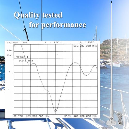 YNIBST VHF Marine Antenna,43.3inch Fiberglass Antenna with 22.9ft RG-58 Cable/Ratchet Mount,for Uniden Standard Horizon Cobra Marine Radio