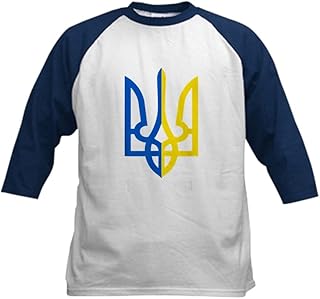 CafePress I Stand with Ukraine Flag Support Baseball Jersey Kids Cotton Baseball Jersey, 3/4 Raglan Sleeve Shirt Navy/White