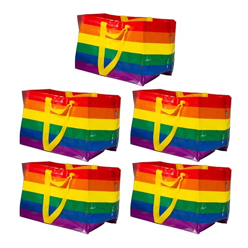 Ikea STORSTOMMA - Bolsas grandes multicolor a rayas, 71 litros, 55 x 35 x 37 cm, 5 unidades