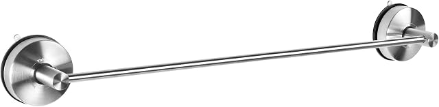 YOHOM Stainless Steel Suction Towel Rail Bathroom 55 CM Vacuum Hand Towel Holder Suction Cup Tea Towel Rack Kitchen Single Shower Towel Bar Wall Mounted Towel Hanger No Drilling Brushed (22-Inch)