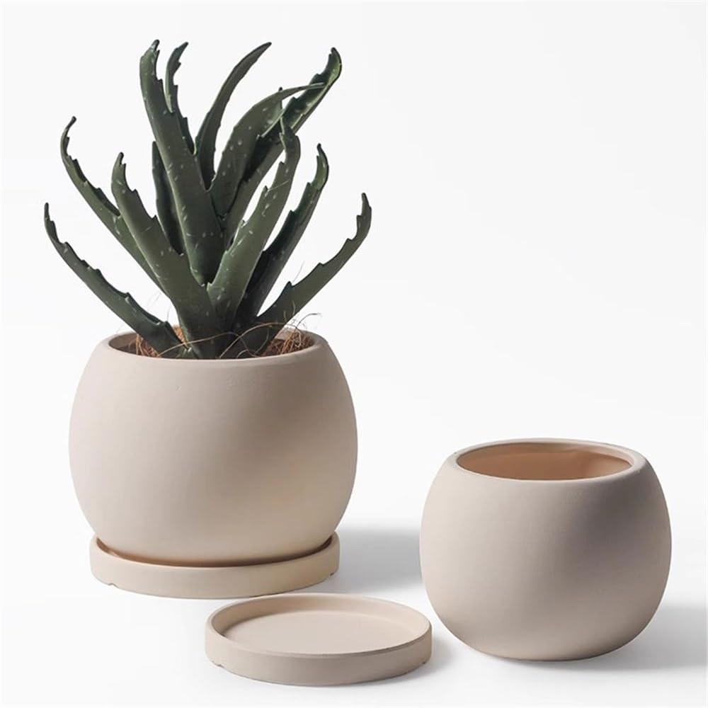 Doniczka Beżowa mała ceramiczna doniczka okrągła donica stołowa ogrodnictwo pojemnik na doniczki do dekoracji balkonów w domu i biurze Doniczki na kwiaty