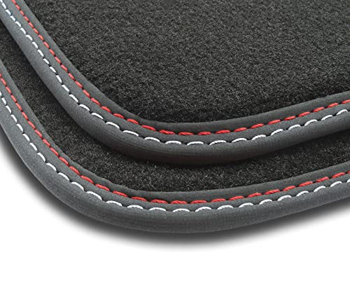 M MOTOS tapis voiture en velours premium compatible avec ALFA ROMEO MITO ab 2008 - Premium, Matt, Rouge et blanc - Découvrez un nouveau confort de conduite avec un jeu de tapis de sol voiture en velou