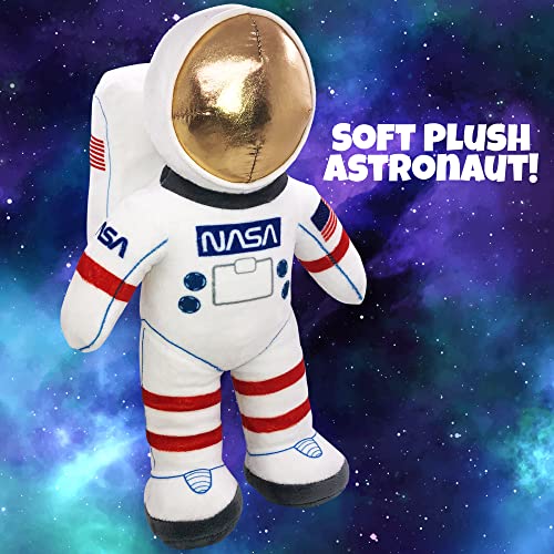 12” Plush Toy Astronaut Figurine, Realistic Astronaut Plush Toy With Nasa & Usa Flag Arm Patches, Super-Soft Stuffed, Space Decor Astronaut Toys For Kids 3-5, Nasa Toys, Toddler Birthday Gift #TOP1
