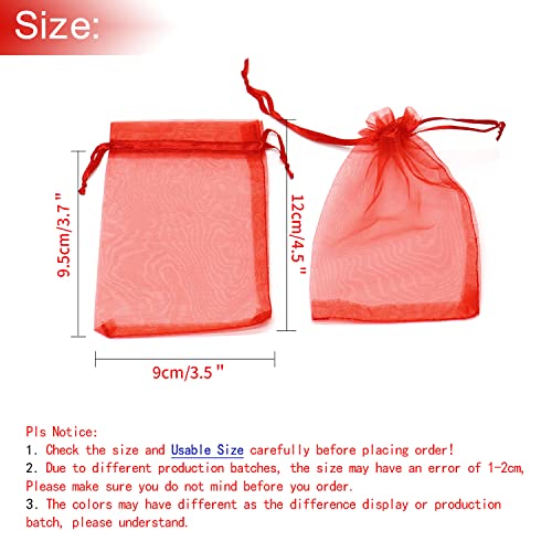 Image of Dealglad 50pcs Drawstring Organza Jewelry Candy Pouch Christmas Wedding Party Favor Gift Bags (3.5x4.5 inch, Red)