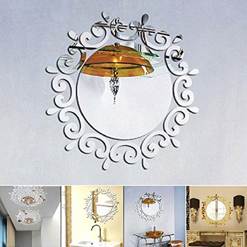 32 pièces d'autocollants muraux miroir en acrylique (argent, petit