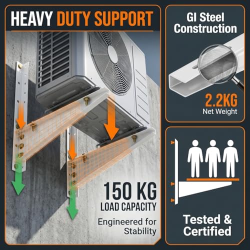 Image of Smart Shelter Heavy Duty AC Outdoor Stand, Wall Mounting Bracket for 1.5 Ton & 2 Ton Split AC Outdoor Unit, Rust Proof Powder Coated, Compatible with Voltas, LG, Hitachi, Blue Star, Samsung, Pack of 1