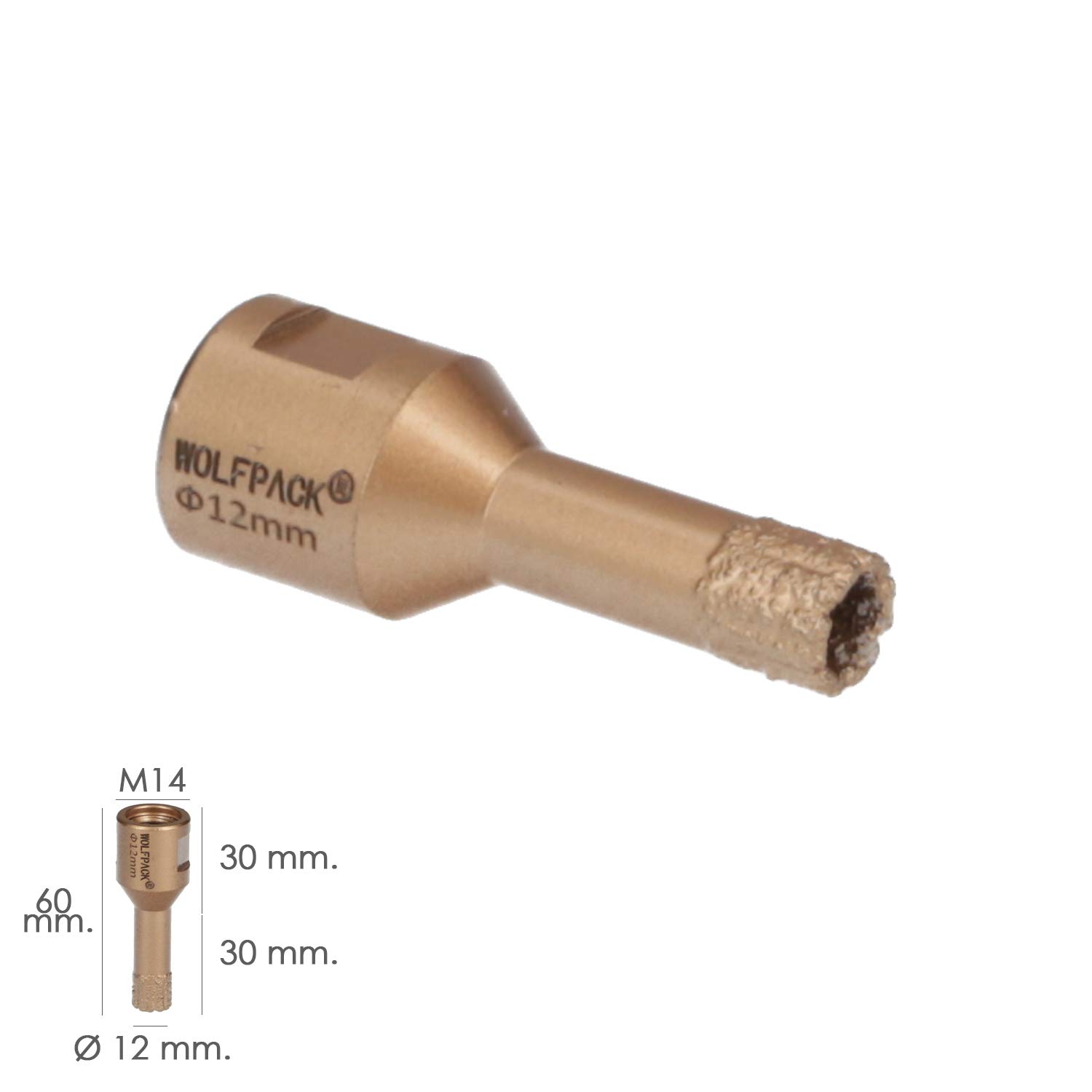 Diamond Crown for Grinder diameter 12 mm. M14 Thread Connection. Dry Cut, Multicoloured, único - Image 2