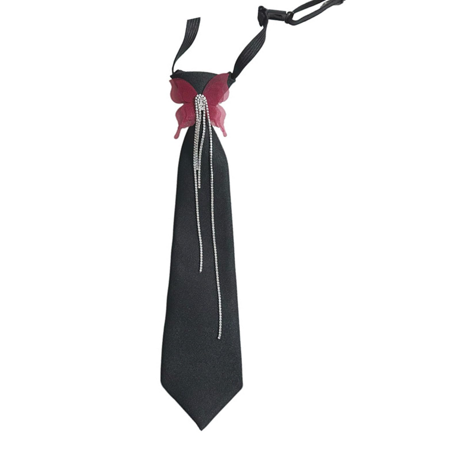 MICFENY Uniform Black Ties Rhinestones Tassels Collar Japan seifuku Cosplay Pre-tied Tie Schoolgirl Suit Neckwear