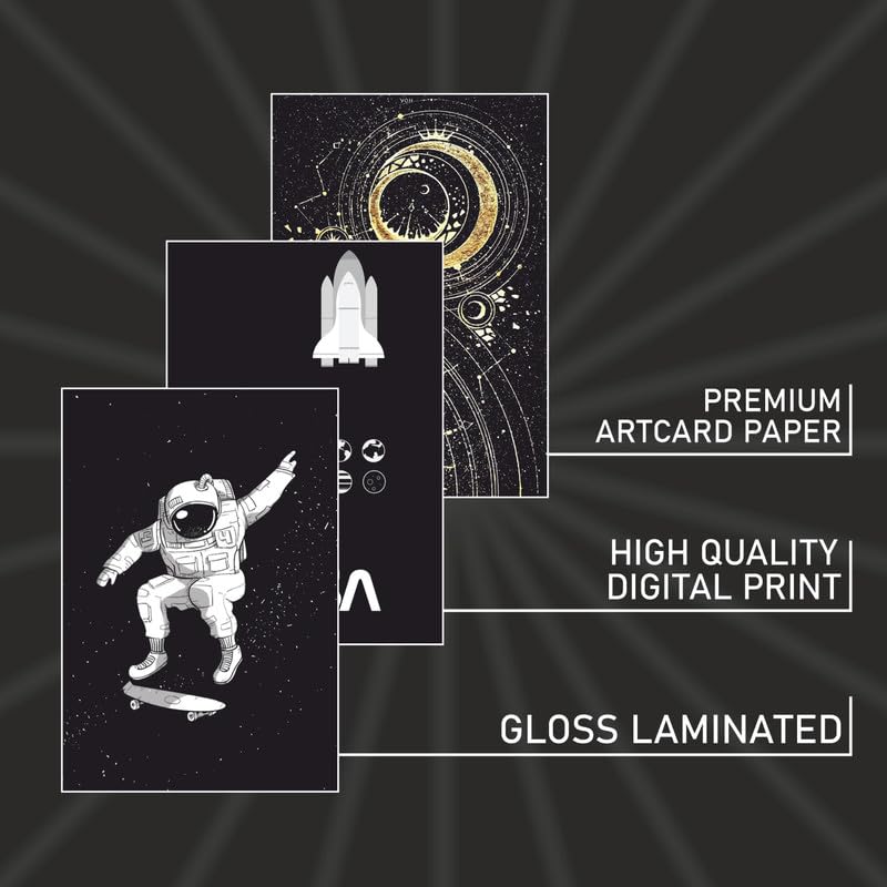Image of POSTERONN Space Aesthetic Wall Collage Kit 54 PCS 4x6 Inch Galaxy Posters | Self Adhesive Room Decor for Bedroom Study Dorm | Cosmic Theme Photo Cards for Wall Decoration | Gift for Teens Friends