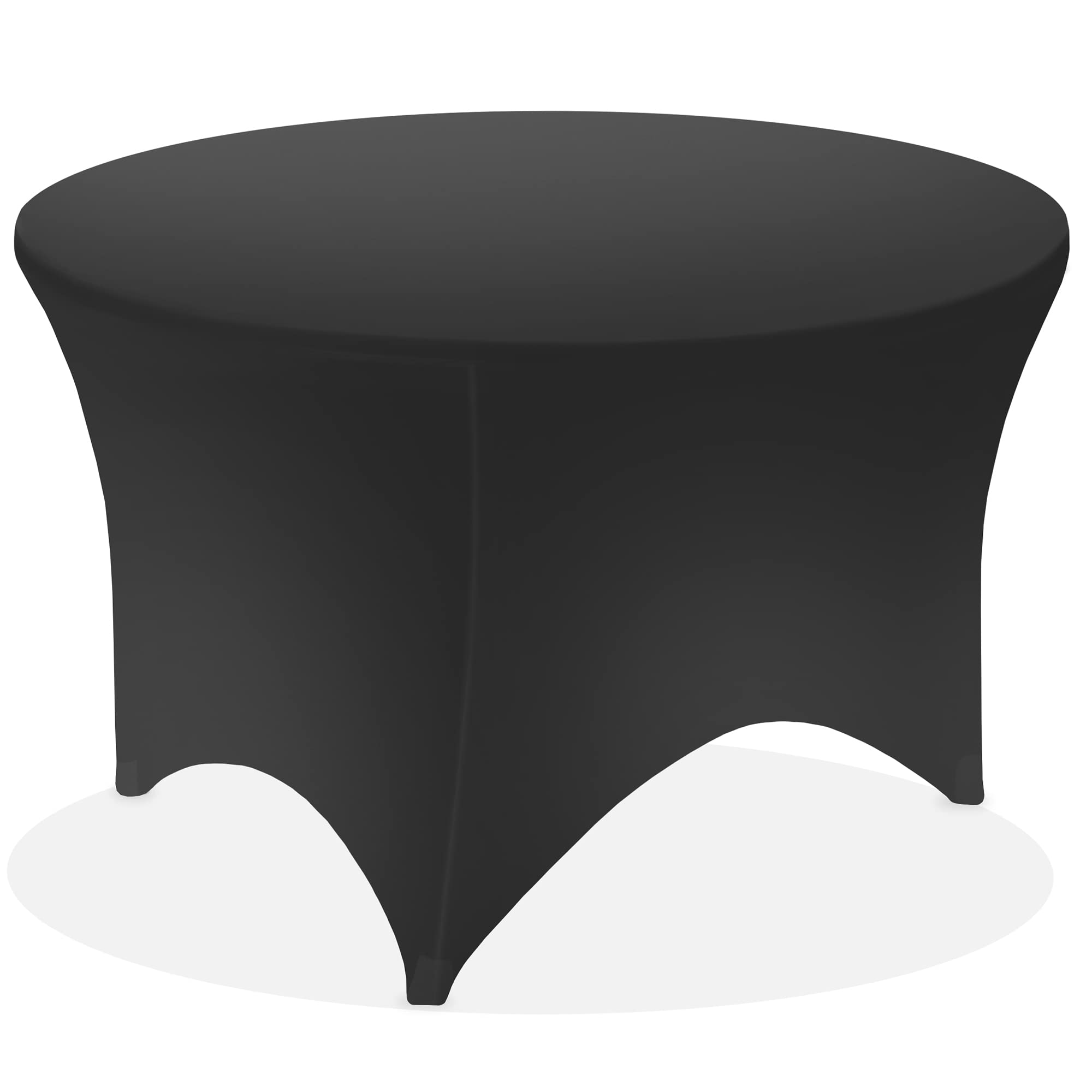 Lann's Linens Premium 6' (72-inch) Round Spandex Tablecloth - Stretch Fitted Table Cover - Black