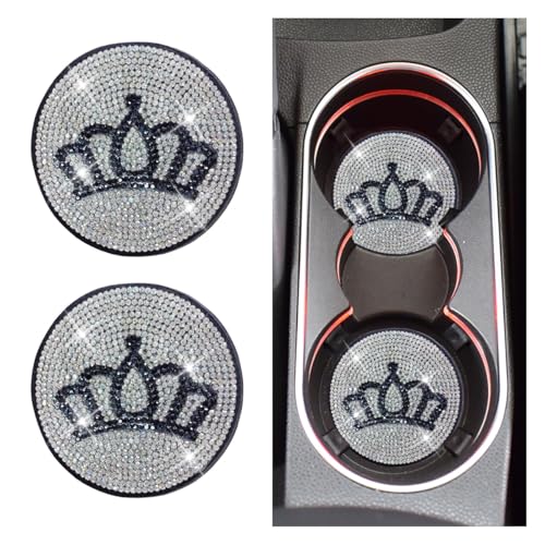 2PCS Bling Crown Portavasos para Carro, 2.79 in, Silicón miniatura 1