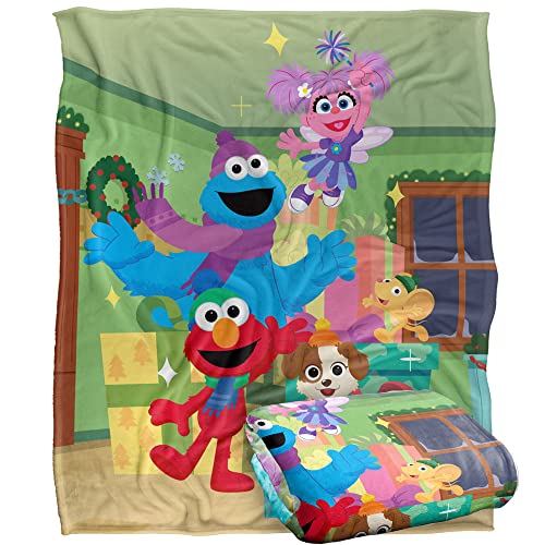 Elmo Abby Cookie Monster Presents Silky Touch Decke für Kinder, Motiv: Sesame Street Furry Friends Forever, 152 x 127 cm, Geschenke