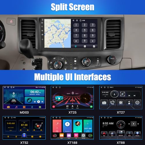 Image of Android 12 Car Radio Stereo for Toyota Sienna 2011-2014 Wireless CarPlay Andriod Auto 2G+32G with SWC WiFi GPS Navigation DSP Bluetooth FM Radio