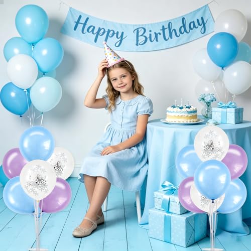 Image of TONIFUL 4 Macaron Blue Purple Balloon Stand Balloon Centerpieces for Table