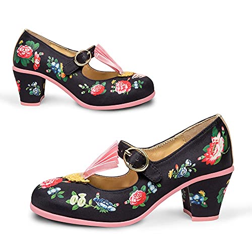 Image of Hot Chocolate Design Artistic Women's Mid Heel Strap Pumps | Block Heel Design, Vegan Faux-Leather Upper, Padded Footbed, Buckle Closure, Occasion Pumps for Women