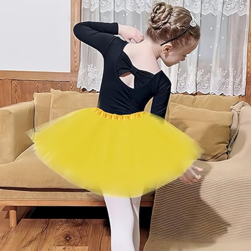 WKRTDY 2er Pack Tutu-Rock, Ballett Tanzröcke, Partyrock für Mädchen, Tutu Kostüm, Tüll-Tutu für Tanzpartys für Mädchen, Tüllrock Tütü Tutu Ballettrock Ballet Petticoat Ballettkleid (Gelb, 3 Lagen)