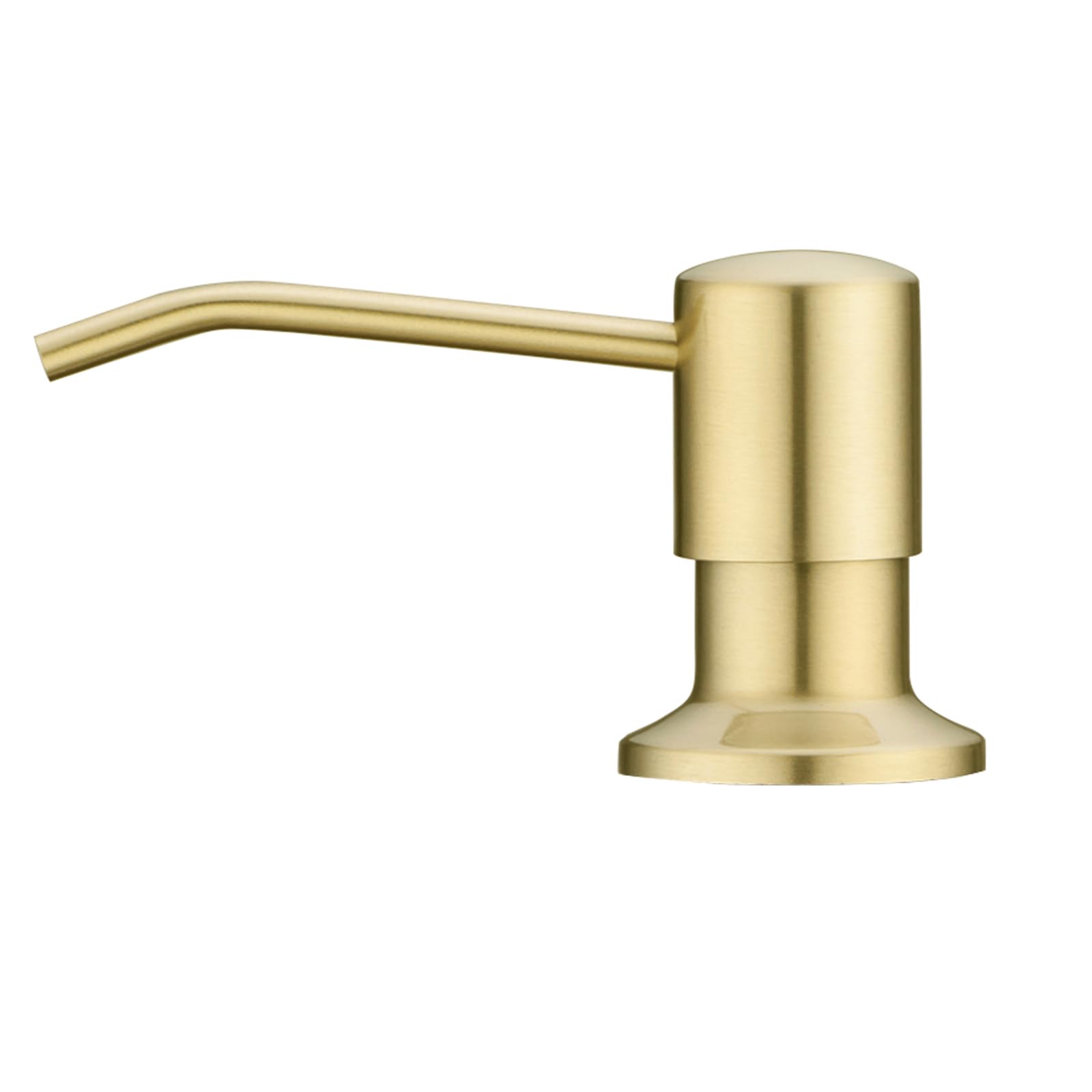 Built in Sink Soap Dispenser Brushed Gold with Long Spout for Kitchen Sink, Champagne Gold Stainless Steel Pump Head with 17 OZ Large Capacity Bottle