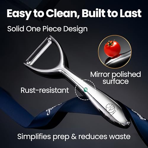 Vegetable Peeler, Premium Stainless Steel Potato Peeler, High Tensile Ultra Sharp Blade Fruit and Food Slicer, Y Shaped with Ergonomic Non-Slip Handle, Dishwasher Safe with 5 Years Warranty