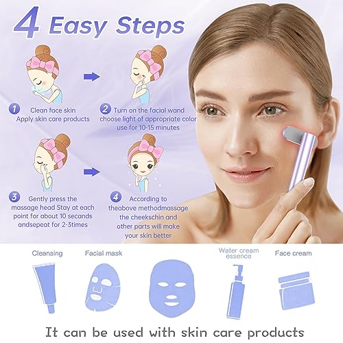 Light-Therapy-Wand, Red Light Therapy for Face and Neck Facial Wand 7 in 1 Led Beauty Wand Red & Blue Rejuvenation Face & Eye Massager Skincare Tool - Thumbnail 6