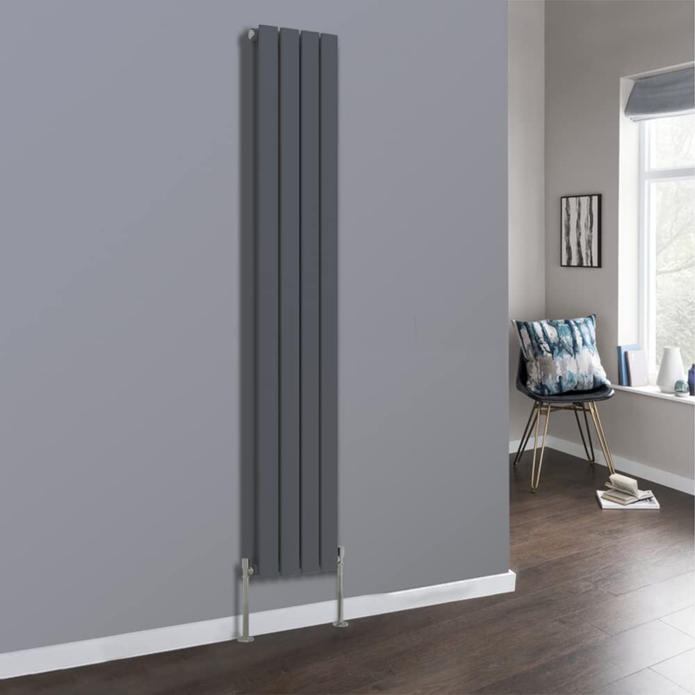 Nrg Anthracite 1800X272mm Vertical Double Flat Panel Radiator With Valves
