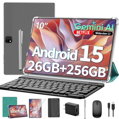 Image of 2026 Gemini AI 10 inch Tablet, Android 16 Tablet with Keyboard, 24GB+256GB+2TB Expand, Gemini AI Tablet PC with 8-Core, 5G WiFi, 8000mAh, GMS, GPS, 2-in-1 Tablet with Case, Mouse, Stylus, Green Case