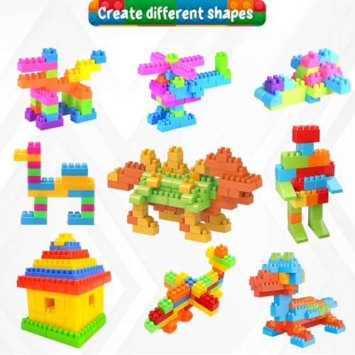 Image of DIY Building Blocks Set for Kids, 200 Pieces Construction Toy with 32 Wheels, Build 8 Toy Cars, STEM Educational Building Kit, Creative Learning Blocks for Boys & Girls 3+ Years