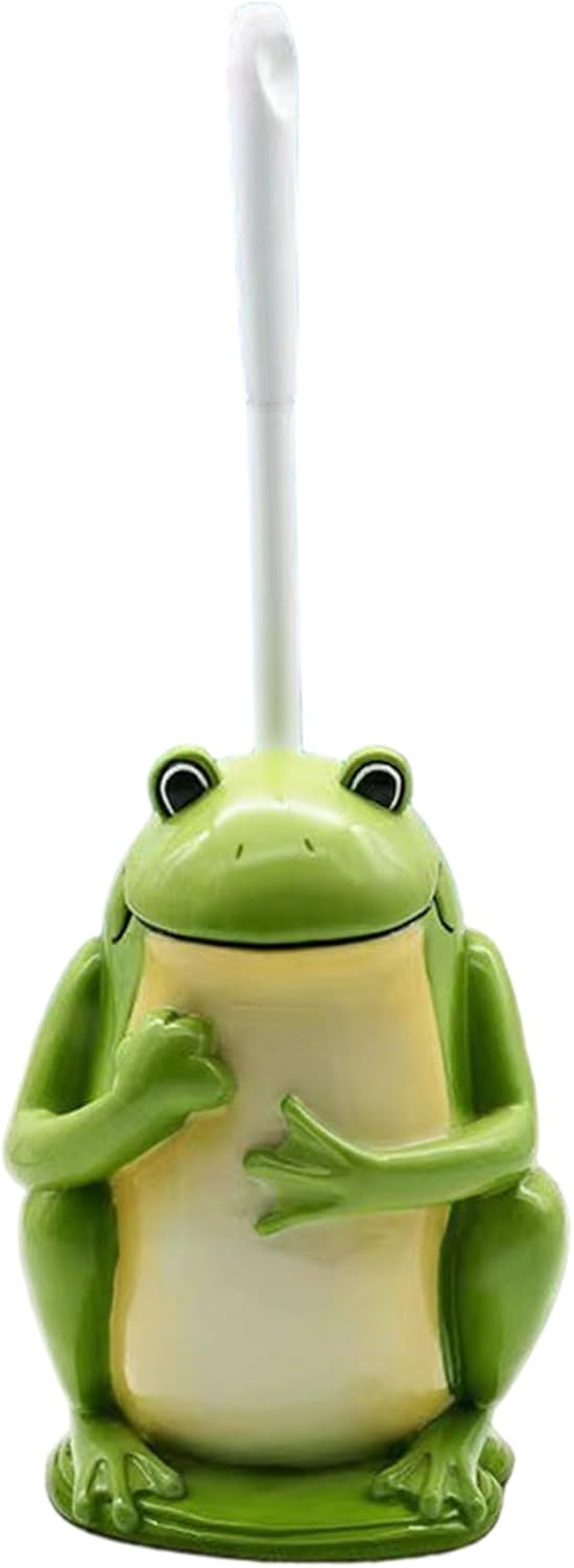 Toilet Brush and Holder Set, 5.5x14.4 Inch Resin Cute Toilet Brush, Lively Frog Bathroom Decor, Fadeless Bathroom Accessories, Cute