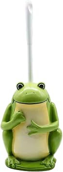 Toilet Brush and Holder Set, 5.5x14.4 Inch Resin Cute Toilet Brush, Lively Frog Bathroom Decor, Fadeless Bathroom Accessories, Cute