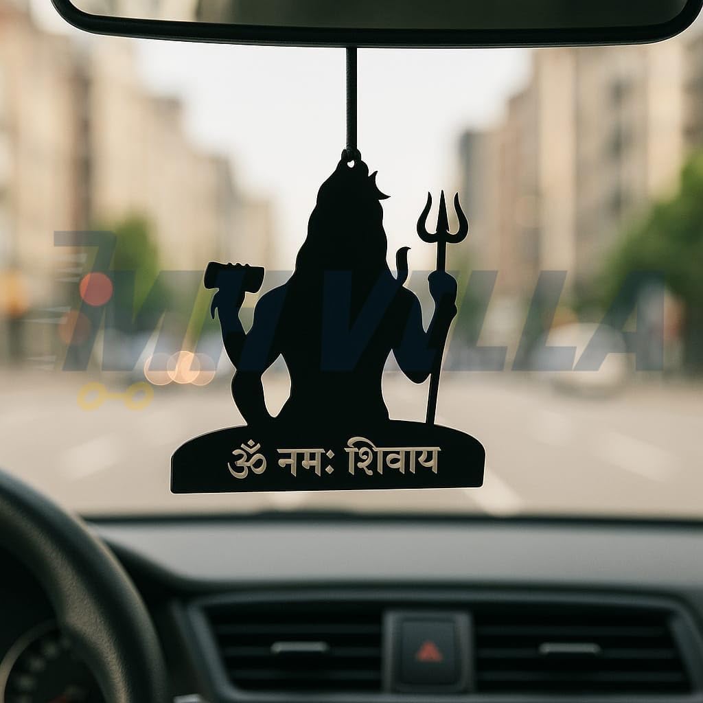Acrylic Mahakal Dream Catcher Car Hanging Ornament | Shivji Writing Design Decorative Rear View Mirror Charm | Spiritual Mahadev Theme Car Interior Décor Accessory-image-23