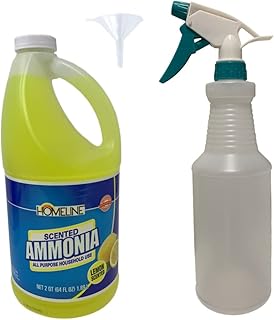 Ammonia Bundle Includes One Homeline Ammonia with Shopex Spray Bottle and Funnel 28 Ounce Spray Bottle with Adjustable Spr...