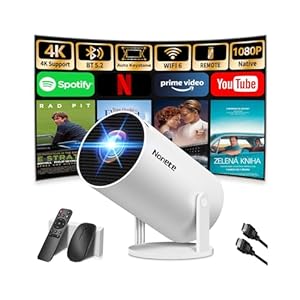 Beamer 4K Projektor Full HD 1080P【2026 Modell】 Mini Beamer mit WiFi 6 und Bluetooth 5.2, Android Tragbarer Projector 270° Dreh mit Auto Keystone für PC/HDMI/USB，mit Maus und Fernbedienung, Weiß
