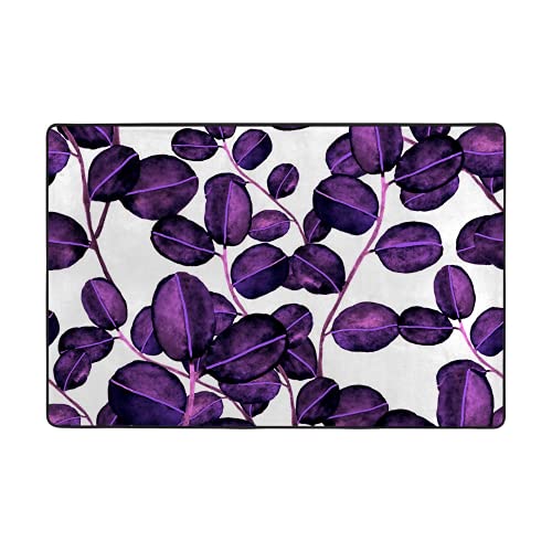 Tapis de sol super doux qui ne perd pas ses poils épais motif feuilles violet - 2