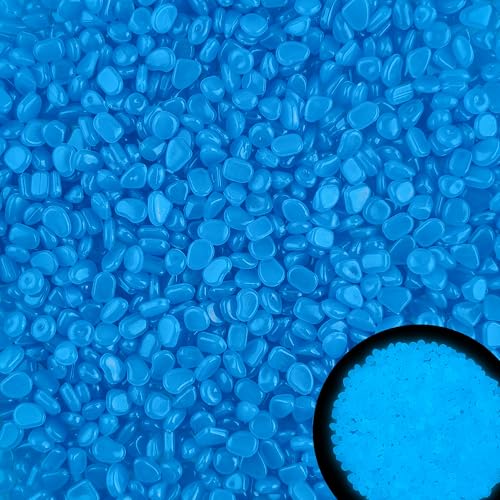 1000pc Glow in The Dark Blue Stones Blue Rocks for Garden Luminous Pebbles Glow Stones Glowing Rocks Outdoor Luminous Stone for Fish Tank Garden Patio Aquarium Walkway Driveway,Blue