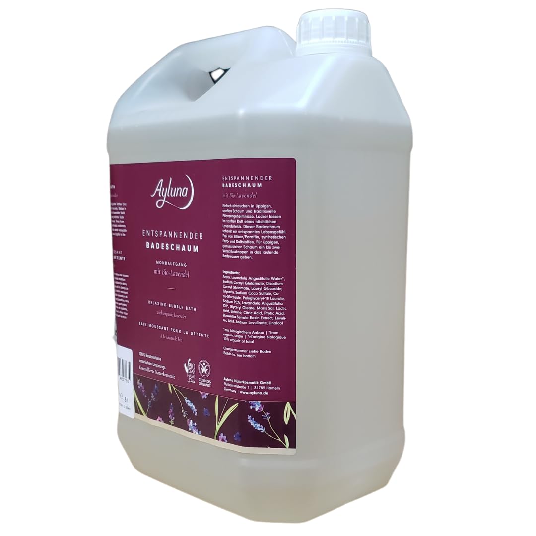 Ayluna Naturkosmetik Entspannender Badeschaum Mondaufgang mit Bio-Lavendel im 5l Kanister