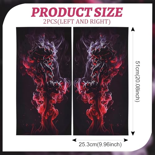 Image of JSCARLIFE Smoke Series Car B-Pillar Sticker, HD Printed PVC Waterproof Car Decals, Car Stickers Vinyl Self-Adhesive Side Strip Decal Cool Stickers (Red)