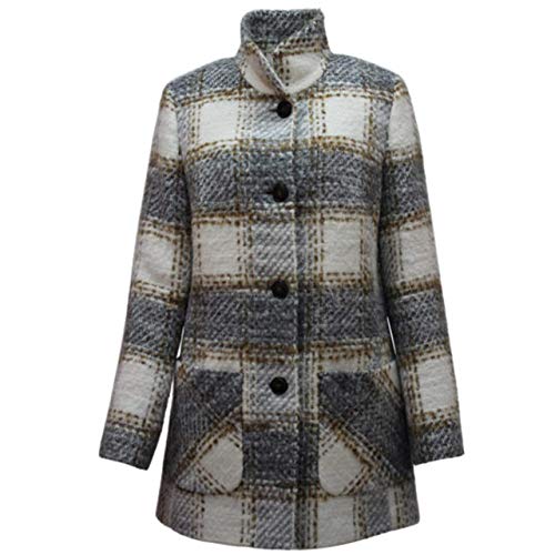 BARBARA LEBEK Damen Wolljacke kariert Fancy Check Creme/Silver/hazeln - 46