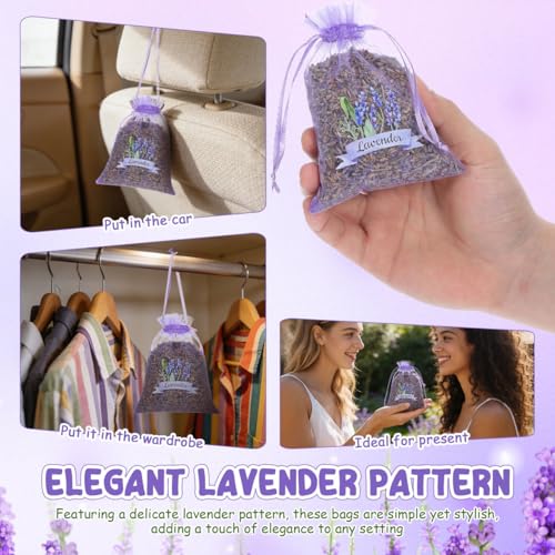 Image of PRETYZOOM 10pcs Lavender SachetS Empty Drawstring Mesh Bags for Storing Dried Lavender Petals Jewelry Elegant Organza Design for Home Decor and Present