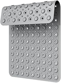 XIYUNTE Long Bath Mat Non Slip Anti Mould - 70 x 40 cm Bathtub Mat with Suction Cups Shower Mats for Inside Shower, Anti Slip Shower Mat with Drain Holes, Machine Washable, Grey