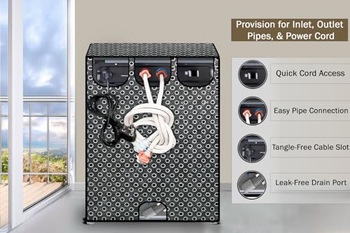 Image of Stylista Washing Machine Cover Compatible for Bosch 6 kg 5 Star Inverter Fully Automatic Front Loading Washing Machine WLJ2016WIN Symmetric Pattern Grey