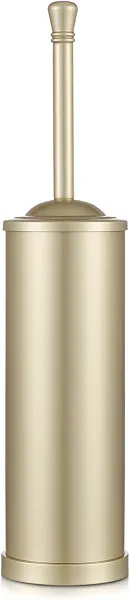Stainless Steel 304 Toilet Brush and Holder,Toilet Bowl Brush with Long Handle for Bathroom,Toilet Cleaner Brush-Space,Saving,Covered Brush,Durable, Deep,Cleaning,Splash Resistant (Gold)