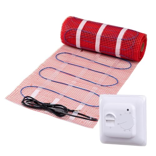 Kit de chauffage au sol électrique complet, 200 watts avec thermostat analogique., 1 m², blanc