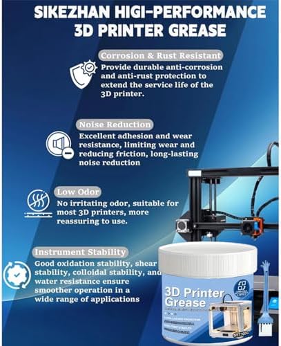 Linear Rail Grease, 100g Mechanical Gear Lube for 3D Printers with Brush, Professional Lubrication Kit for Bearings & Motors, High-Viscosity Synthetic Grease for Household Repairs - 5