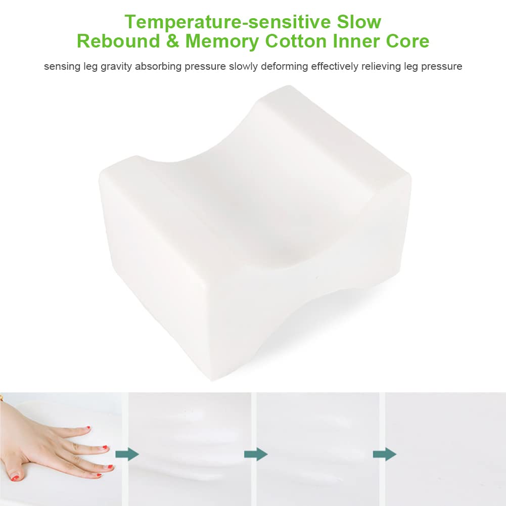 Memory Cotton Knee Pillow Multifunctional Slow Rebound Leg Pillow Ergonomic Design Knee Pillow for Side Sleepers with Washable Cover Gray(Lake Blue)
